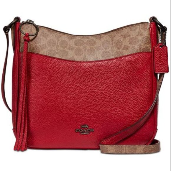 NWT COACH Signature Leather Colorblock Chaise Crossbody Bag